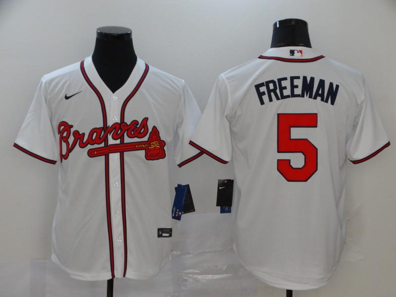 Men's Atlanta Braves Freedie Freeman #5 MLB White Jersey